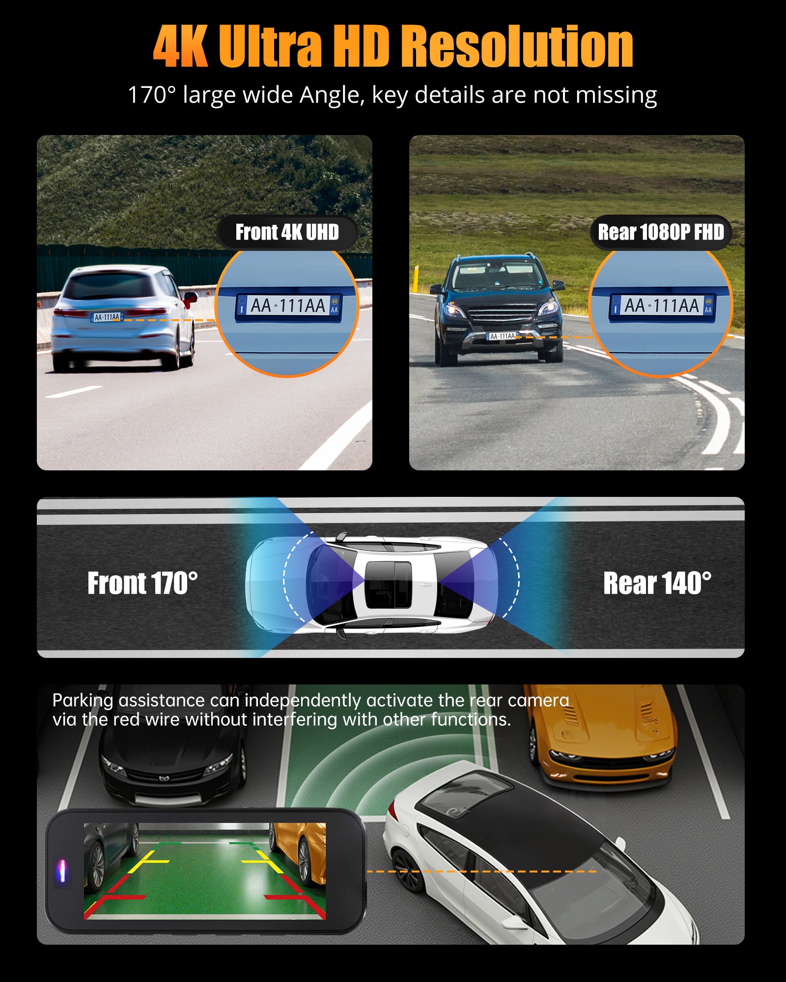Kyltoor 4K + 1080P Dual Dash Cam