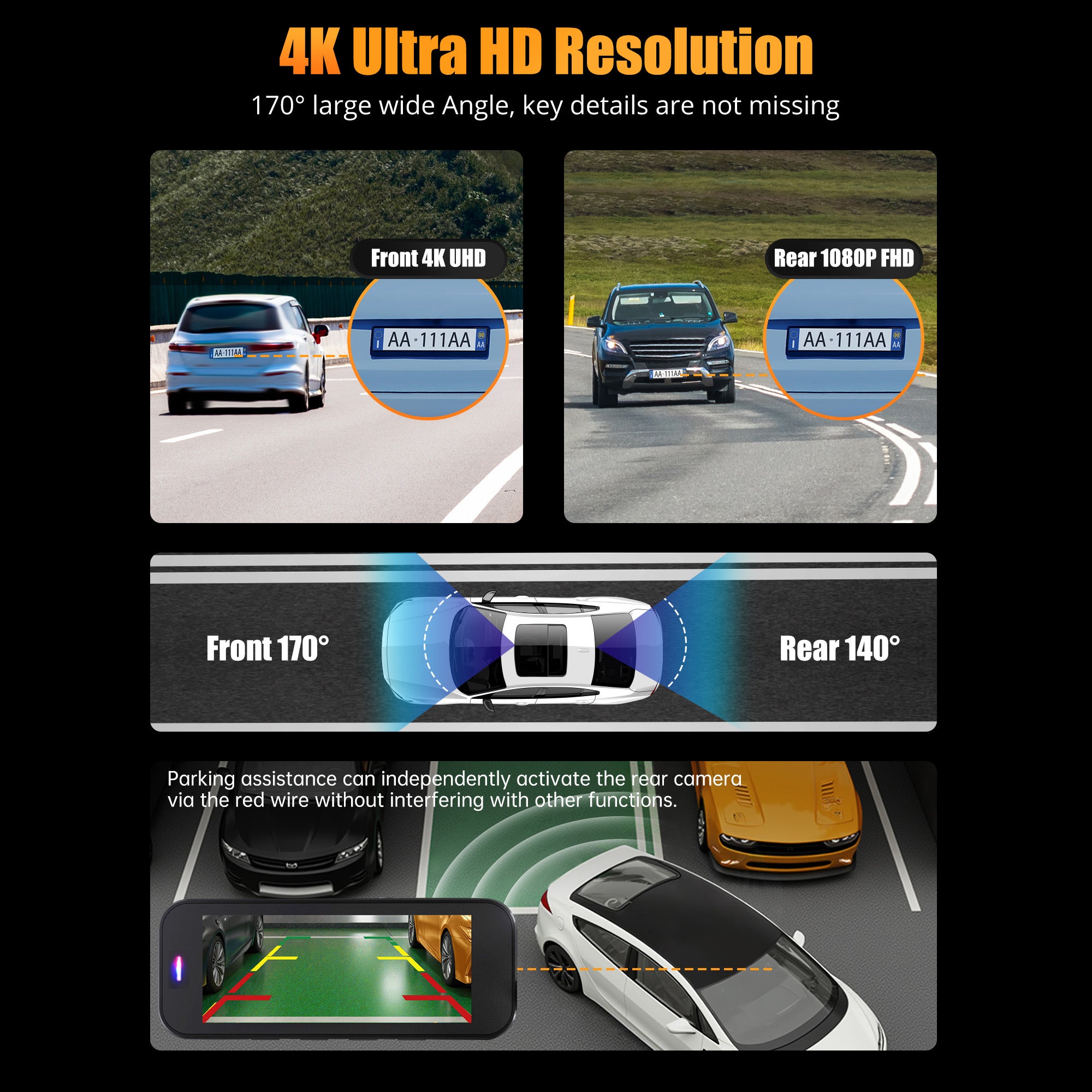 Kyltoor 4K + 1080P Dual Dash Cam