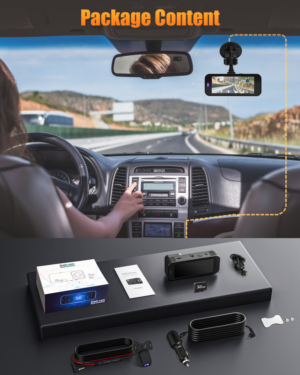 Kyltoor 4K + 1080P Dual Dash Cam