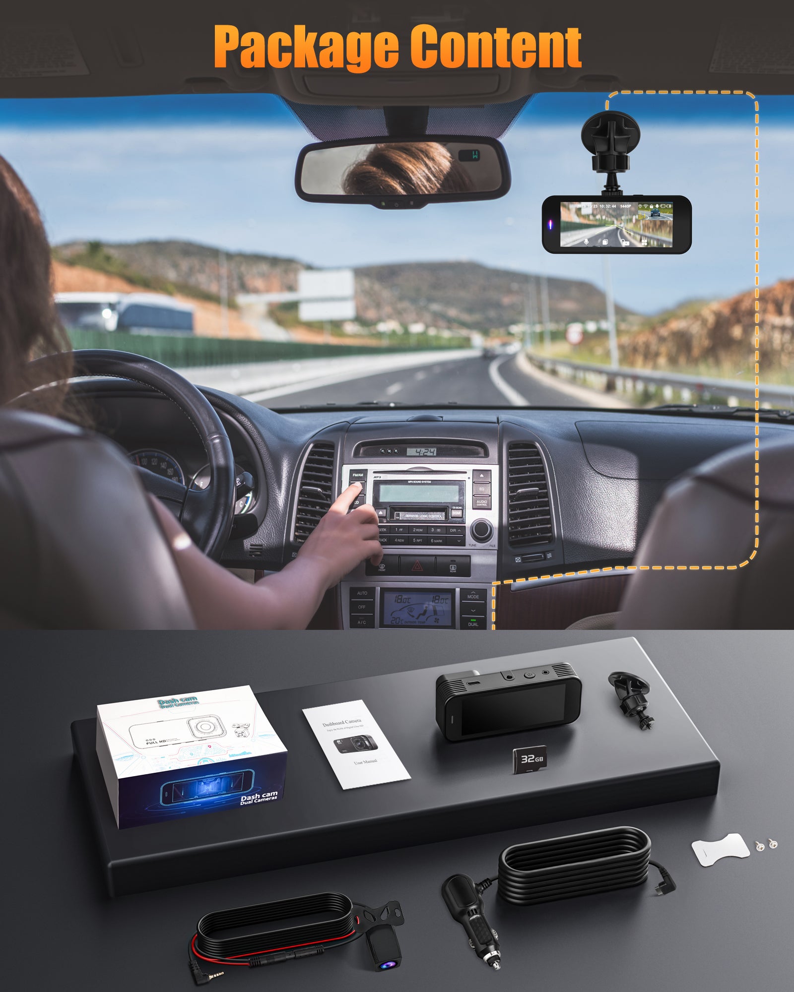 Kyltoor 4K + 1080P Dual Dash Cam