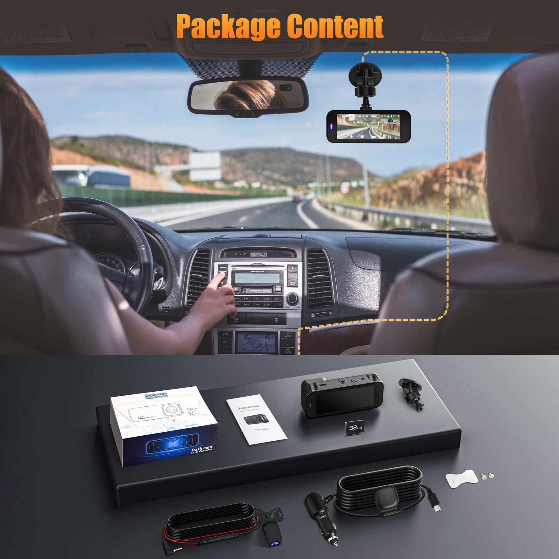 Kyltoor 4K + 1080P Dual Dash Cam