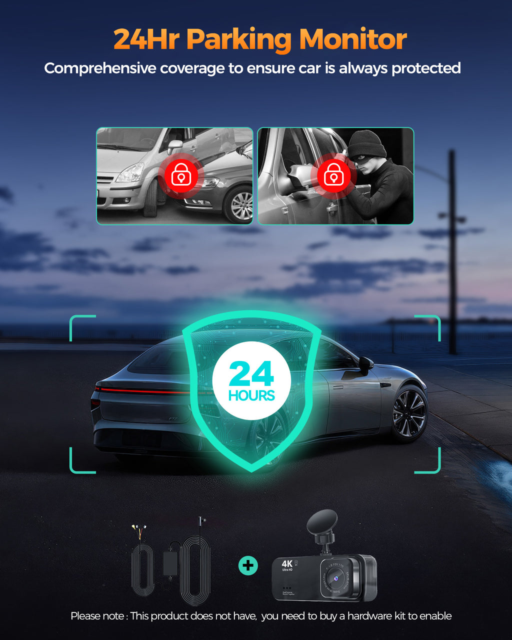 Kyltoor 4K + 1080P Dual Dash Cam