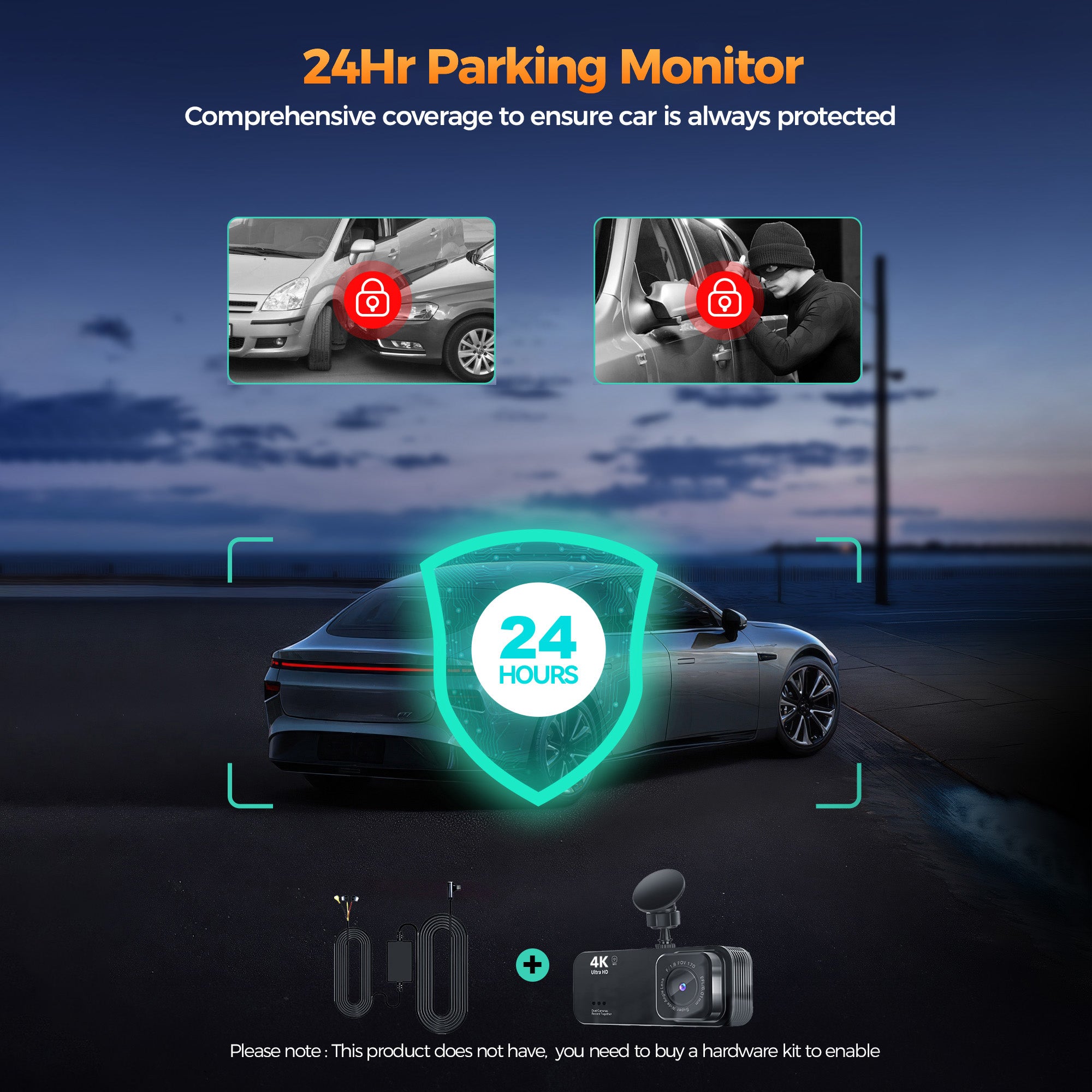Kyltoor 4K + 1080P Dual Dash Cam