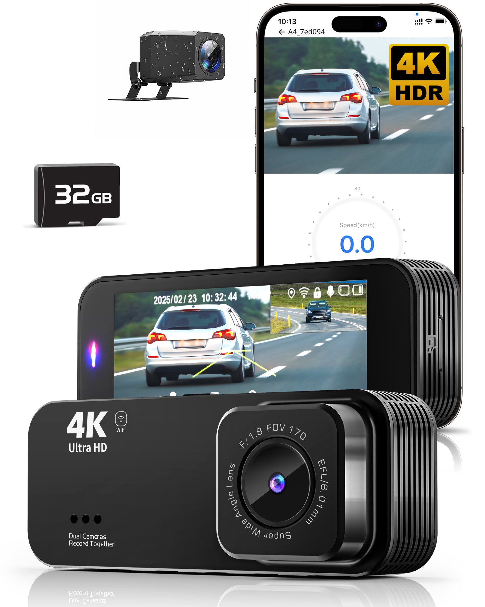 Kyltoor 4K + 1080P Dual Dash Cam